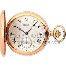 Bernex 22303 Swiss Polished Gold Plated Pocket Watch - Hunting Case