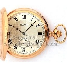 Bernex 22307 Swiss Oversized Gold Plated Pocket Watch - Hunting Case