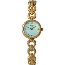 Bernex Swiss Made Ladies Round Gold Plate Bracelet Quartz Wrist Watch Mop Dial