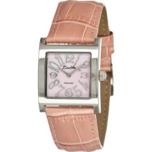 Bertha Womens Bettie Analog Stainless Watch - Black Leather Strap - Pink Dial - BTHBR101