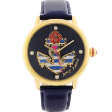 Betsey Johnson Anchor Dial Leather Strap Watch