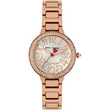 Betsey Johnson Rose Goldtone Case Set in Crystal Watch Women's