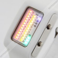 Binary Led Digital Watch White Jelly Silicone Band Casual Sport Wrist Watch Mens