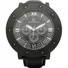 Black Chrono Real Diamond Iced Out Super Techno Watch