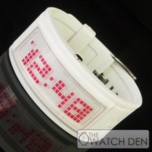Black Dice Men White Strap With Red Led Watch Bd-044-06