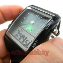 Black Digital Wrist Led Watch Rubber Quartz Alarm Day Date Mens Womens D0201