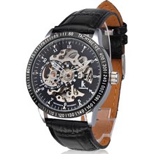 Black Men's Stylish Mechanical Wrist Watch