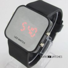 Black Rubber Boys Girls Mens Ladies Unisex Led Digital Wrist Gift Watches