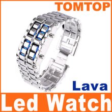 Blue LED Digital Lava Style Faceless Watch For Women
