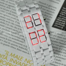 Blue/red Led Digital Metal Lava Style Lady Men Watch