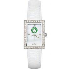 Boston Celtics Ladies Allure Watch White Leather Strap LogoArt