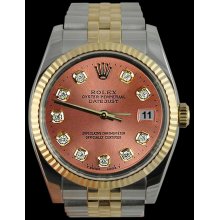 Brown diamond dial fluted bezel datejust gents watch SS & gold jubilee rolex