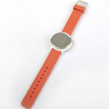 Brown Led Digital Silicone Mirror Unisex Buckle Sports Wrist Watch