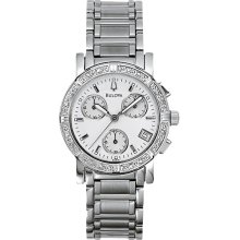 Bulova 96R19 Watch Diamond Ladies - White MOP Dial Stainless Steel Case Quartz Movement