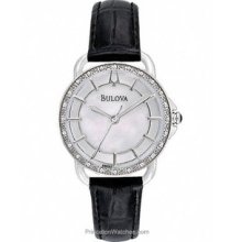 Bulova Ladies 24 Diamond Dress Watch - Mother-of-Pearl Dial - Black