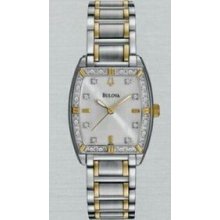Bulova Ladies` Highbridge 24 Diamond Tonneau Stainless Steel Dress Watch