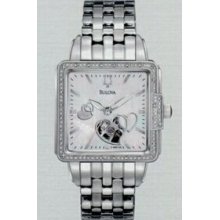 Bulova Ladies` Mechanical 29 Diamond Watch W/ See Through Cut Out Heart