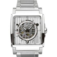 Bulova Mens BVA-Series 100 Stainless Automatic Square Watch - Silver Dial - Bracelet - 96A107
