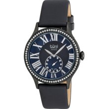 Burgi Watches Women's Diamond/Swarovski Crystal Black MOP Dial Black S