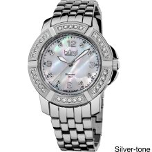 Burgi Women's Stainless Steel Diamond Bracelet Watch (Rose-tone)