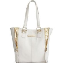 Calvin Klein Handbag, Brasil Zip Side White Leather Tote H2raa789 Msrp$288