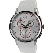 Calvin Klein Watches Men's Silver Tone Dial White Rubber Black Rubber/