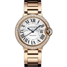 Cartier Ballon Bleu 36mm Pink Gold Diamond Watch WE9005Z3