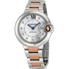 Cartier Ballon Bleu Automatic Diamond Rose Gold And Stainless Steel Ladies Watch