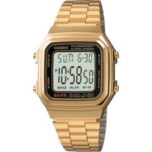 Casio A178wga-1a Vintage Retro Gold Digital Large Display Dual Time Watch