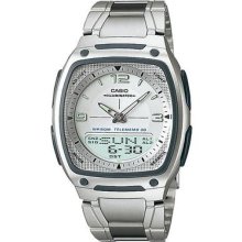 Casio Analog-digital, Telememo, 10-year Batt, Aw81d Aw-81d-7av, Silver Tone Dial