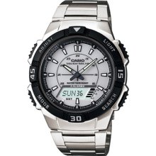 Casio Aq-s800wd-7e Tough Solar Alarms World Time Stopwatch Steel Watch