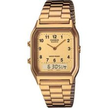 Casio AQ230GA-9B Gold Digital Analog Mens Watch