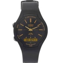 Casio Aw-90H-9Evef Unisex Watch Quartz Analogue Black Dial Black Resin Strap