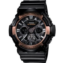 Casio G Shock GA200RG-1A Gloss Black Rose Gold Black Face