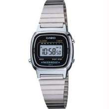 Casio Ladies La670wa-1df Ladies Stainless Steel Bracelet Black Face Watch