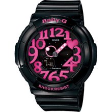 Casio Ladiess Black Neon Illuminator Alarm BGA130-1B Watch