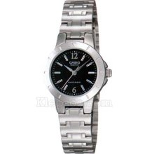 Casio Ltp-1177A-1Aef Ladies Watch Quartz Analogue Black Dial Silver Steel Strap