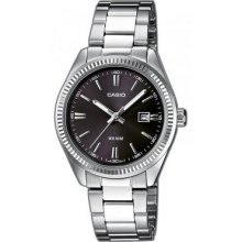 Casio Ltp-1302d-1a1 Watch Wrist Woman Date Black Dial Steel Lady Zxc