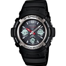 Casio Men's Calendar Day/Date Solar Power Chronograph Watch w/Silvertone/Black Case, Ani-Digi Dial and Black Band