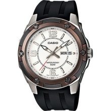 Casio Men's Core MTP1327-7A2V Black Resin Quartz Watch with White ...