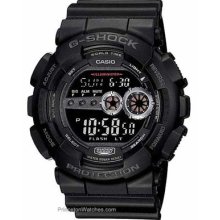 Casio Mens G-Shock XL Super LED All-Black Design Digital GD100-1B