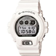 Casio Mens G-Shock Retro-Vintage Multifunction Resin Watch - White Rubber Strap - Silver Dial - DW6900MR-7