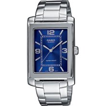 Casio Mtp-1234D-2Aef Gents Watch Quartz Analogue Blue Dial Silver Steel Strap