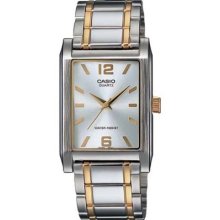 Casio Mtp1235sg-7a Men's Two Tone Metal Fashion Rectangular Analog Watch