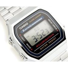 Casio, Retro Vintage Look Men's Digital, Silver Tone, A168wa-1, 7-year Battery