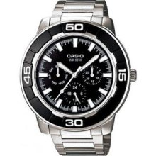 Casio Watch Ltp-1327d-1 Ev Wrist Watch Steel Chronograph Black Woman Lady Zxc