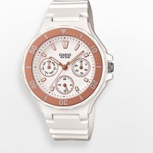 Casio Women's Analog White Resin Band, 3-eye, 100 Meter, Lrw250h-9a2v