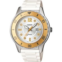 Casio Women's Core LTP1330-9AV White Resin Quartz Watch with Silver Dial