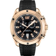CAT Mens Stream Chronograph Stainless Watch - Black Rubber Strap - Black Dial - YQ.193.21.129