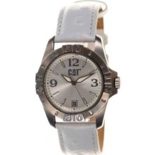 Caterpillar Ladies' Active One Analogue Watch Yf 341 31 232 Stainless Steel With White Leather Strap
